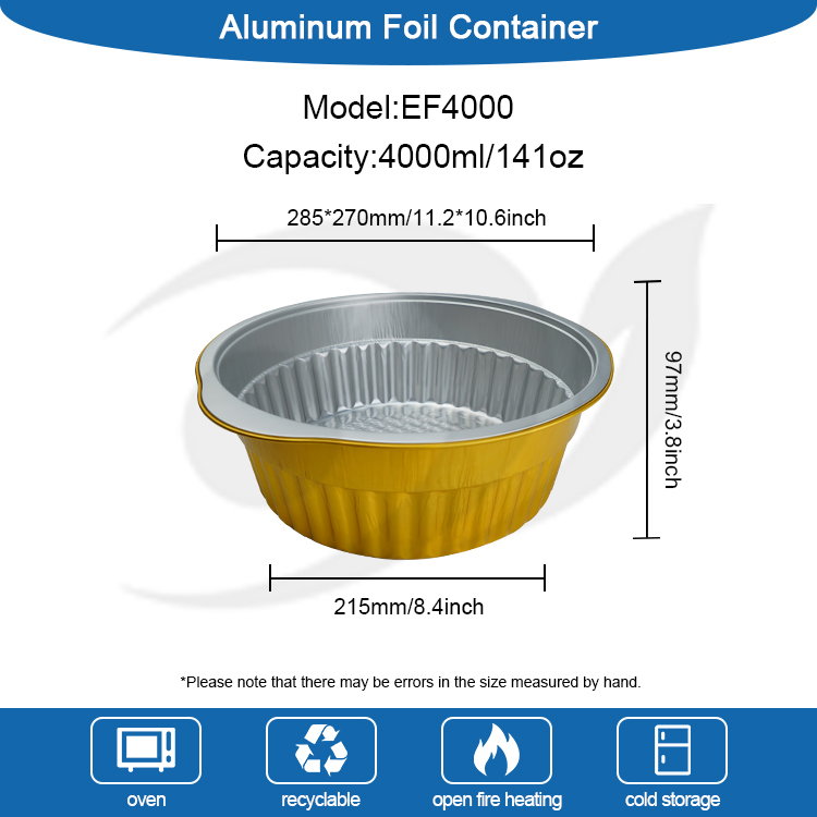 Disposable Camping Golden Round Aluminum Foil Containers