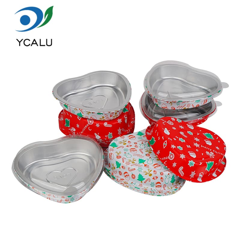 Christmas Custom Heart-Shaped Aluminum Foil Baking Container