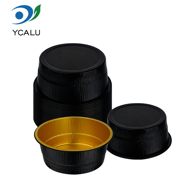 Disposable Black Gold Baked Round Aluminum Foil Containers
