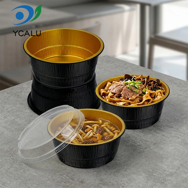 Disposable Black Gold Baked Round Aluminum Foil Containers
