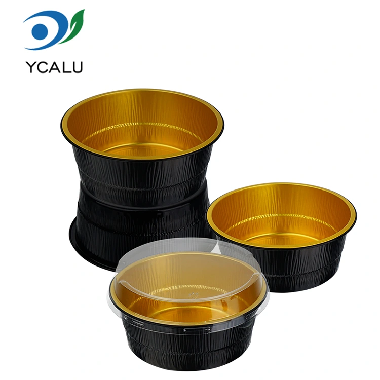 Disposable Black Gold Baked Round Aluminum Foil Containers