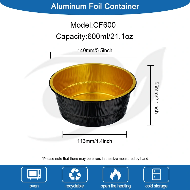 Disposable Black Gold Baked Round Aluminum Foil Containers