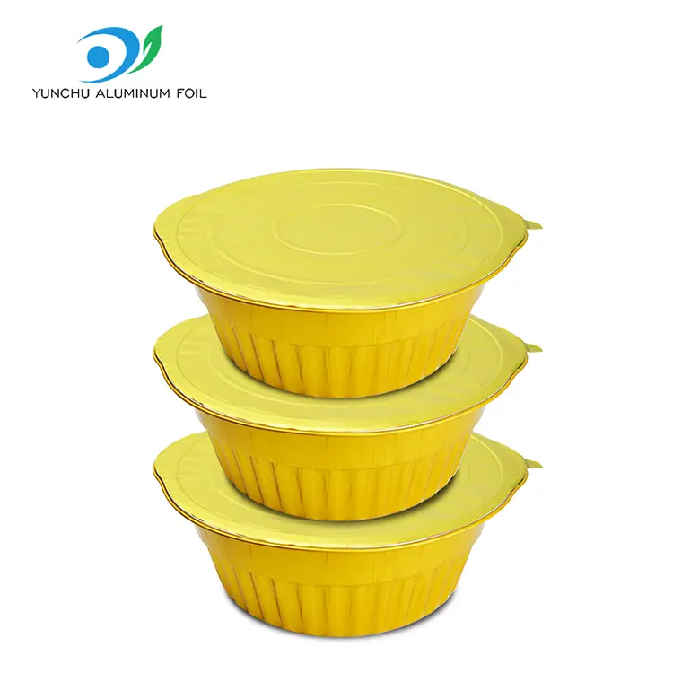 Disposable Camping Golden Round Aluminum Foil Containers