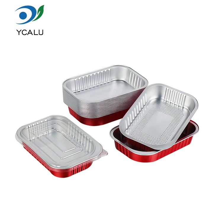 Disposable catering seal red square Aluminum Foil Containers