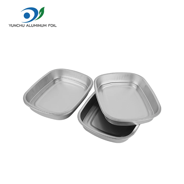 Disposable Catering Takeaway Silver Square Aluminum Foil Containers