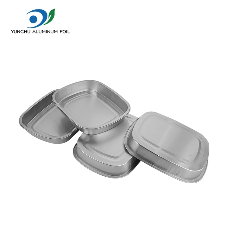 Disposable Catering Takeaway Silver Square Aluminum Foil Containers