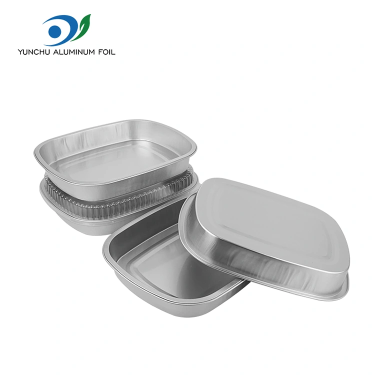 Disposable Catering Takeaway Silver Square Aluminum Foil Containers