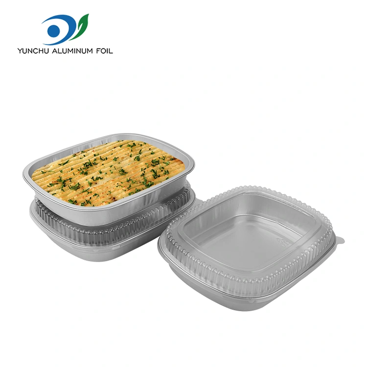 Disposable Catering Takeaway Silver Square Aluminum Foil Containers
