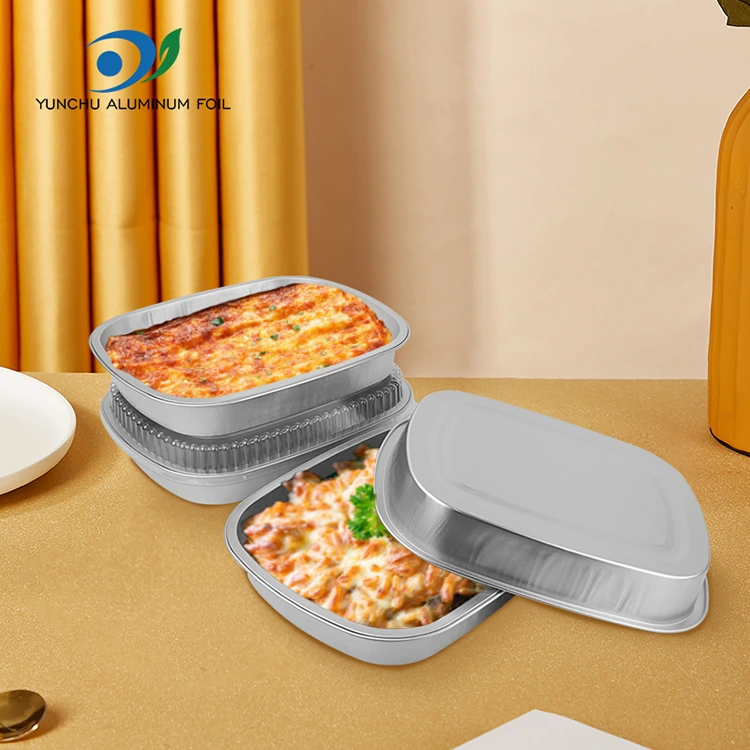 Disposable Catering Takeaway Silver Square Aluminum Foil Containers