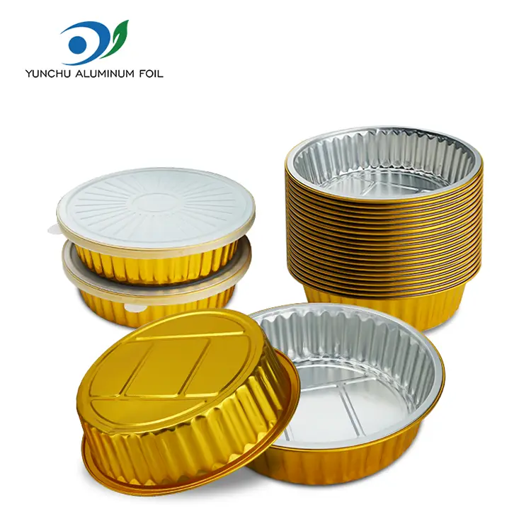 Disposable Gratin Golden Round Aluminum Foil Containers