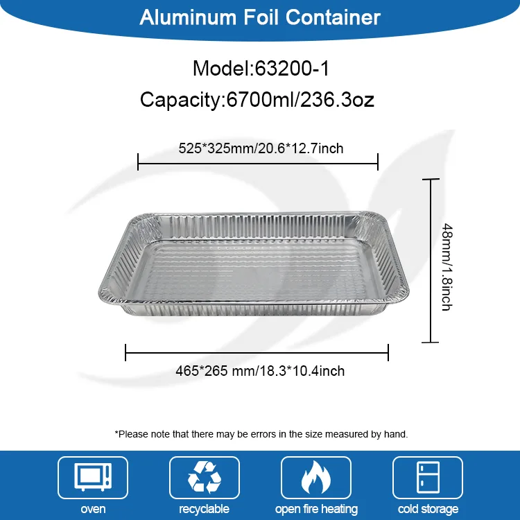 Disposable large capacity barbecue oven Silver Aluminum Foil Food Containers
