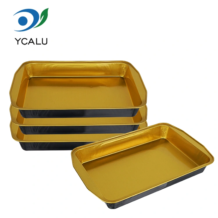 Disposable large capacity black gold camping Aluminum Foil Containers