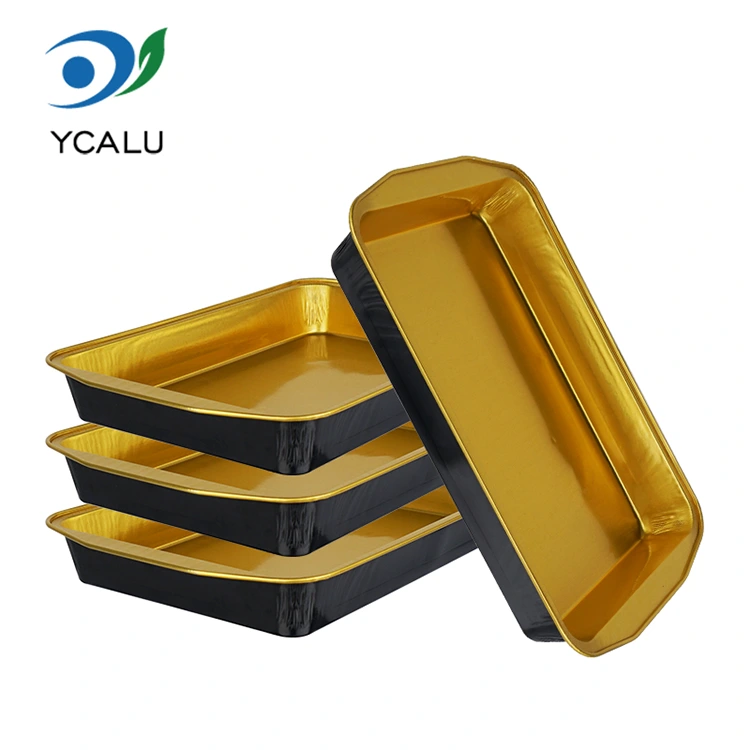 Disposable large capacity black gold camping Aluminum Foil Containers