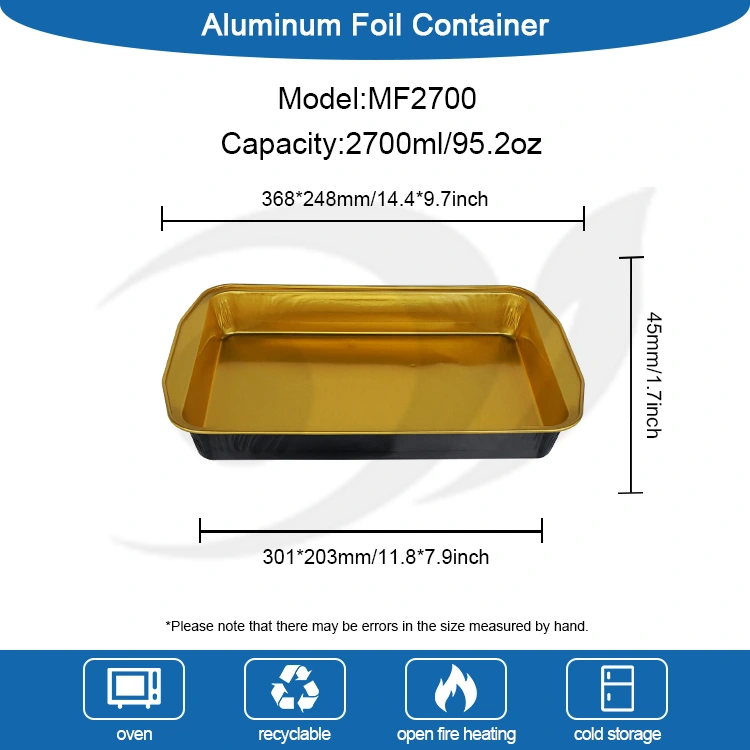 Disposable large capacity black gold camping Aluminum Foil Containers