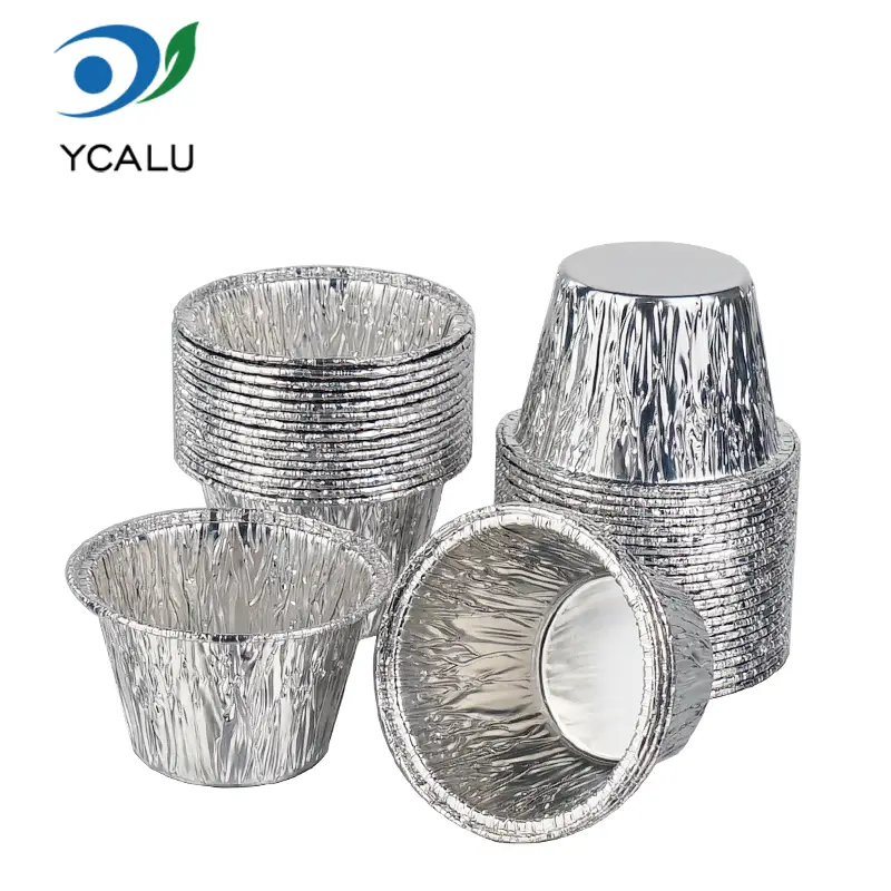 Disposable Mini Cake Cup Silver Aluminum Foil Containers