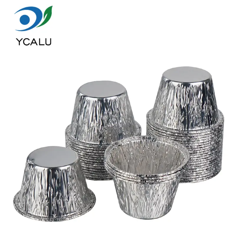 Disposable Mini Cake Cup Silver Aluminum Foil Containers