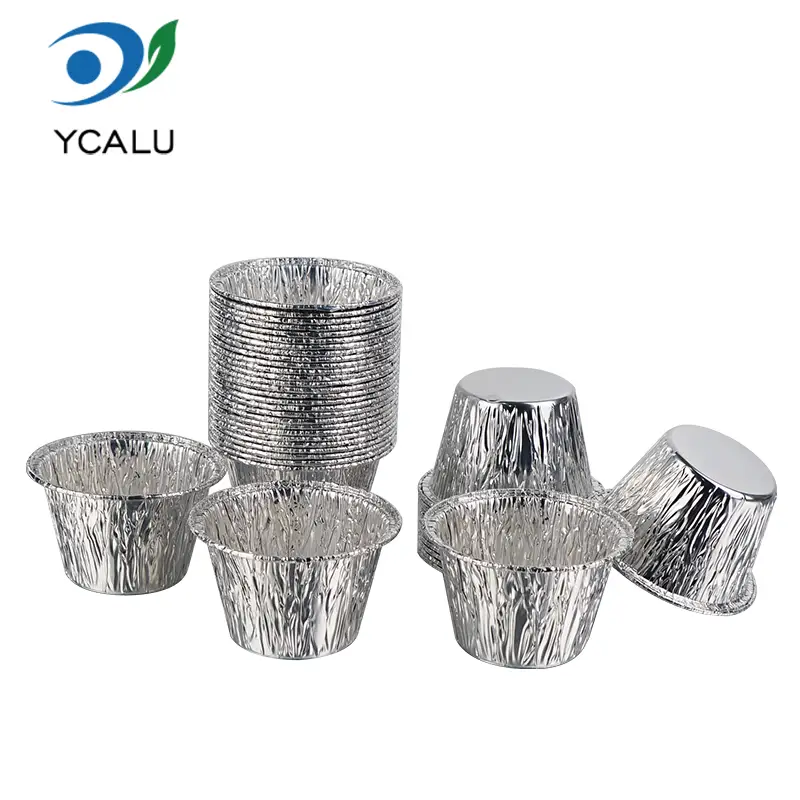 Disposable Mini Cake Cup Silver Aluminum Foil Containers