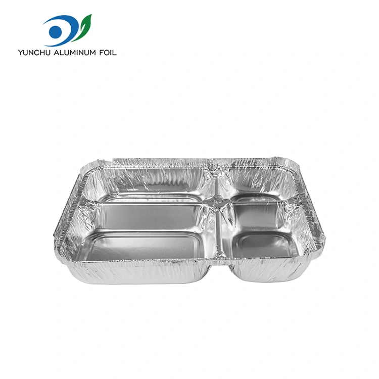 Disposable multi-compartment fast food Silver Aluminum Foil Containers