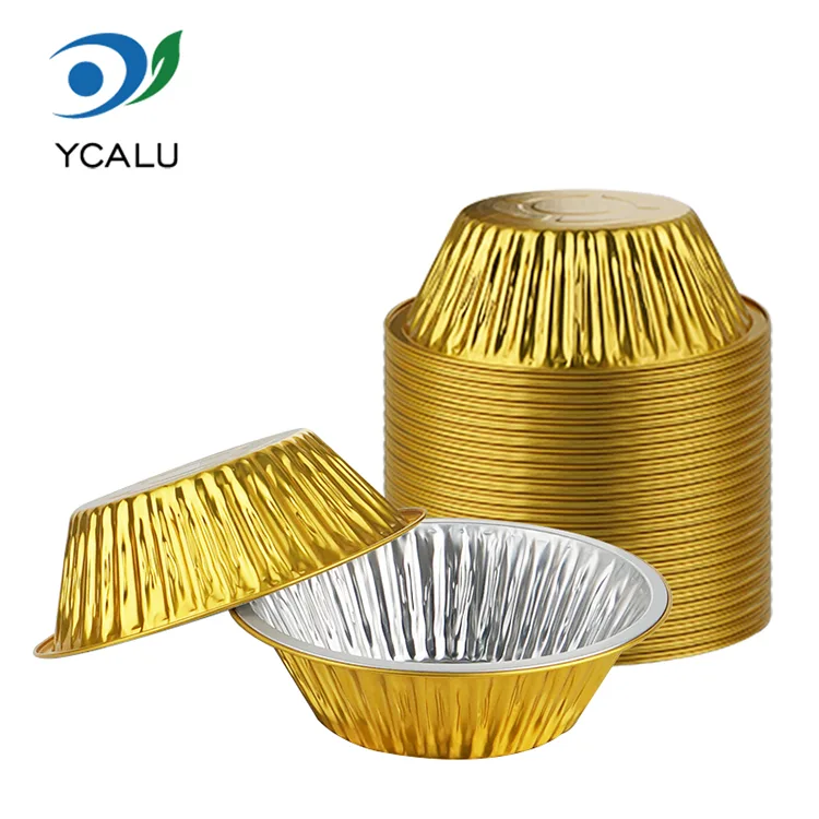 Disposable Outdoor Catering Golden Round Shape Aluminum Foil Containers