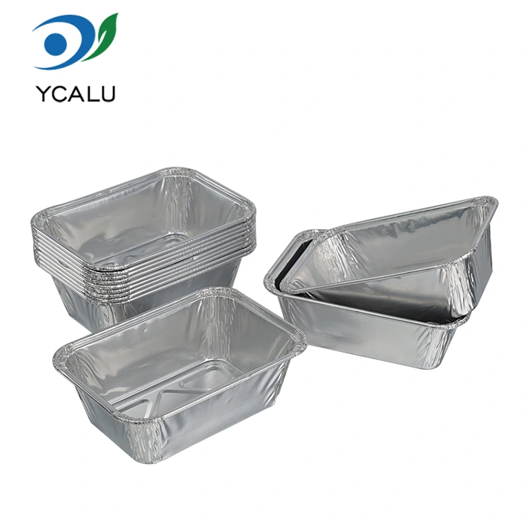 Disposable Rectangular Baked Cake Silver Aluminum Foil Containers