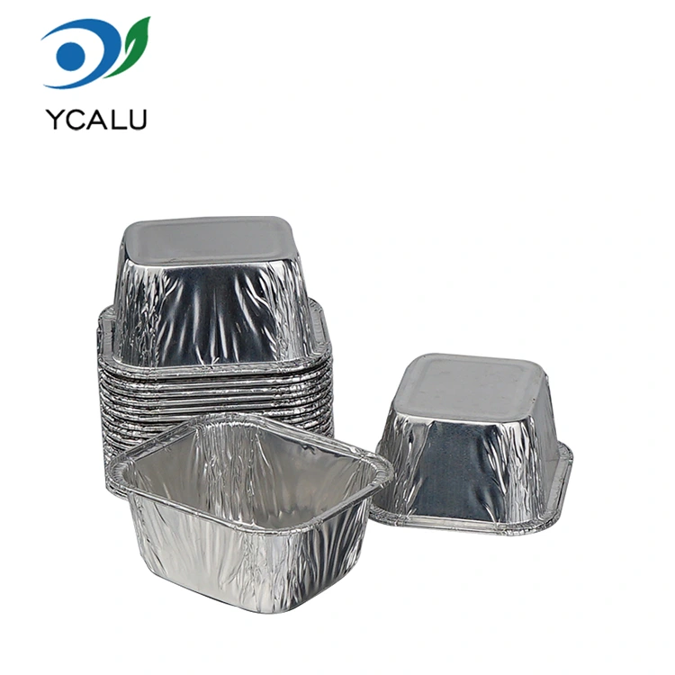 Disposable rectangular baking cake tray Silver Aluminum Foil Food Containers