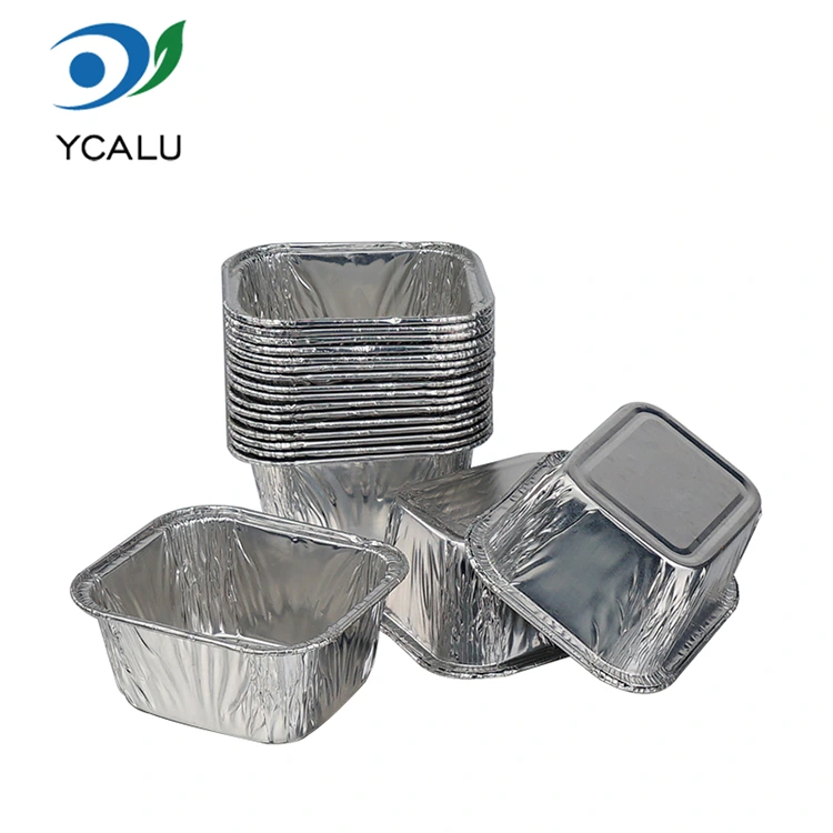 Disposable rectangular baking cake tray Silver Aluminum Foil Food Containers