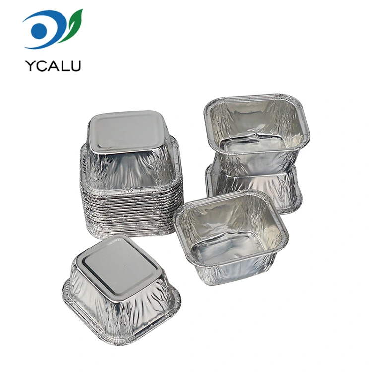Disposable rectangular baking cake tray Silver Aluminum Foil Food Containers