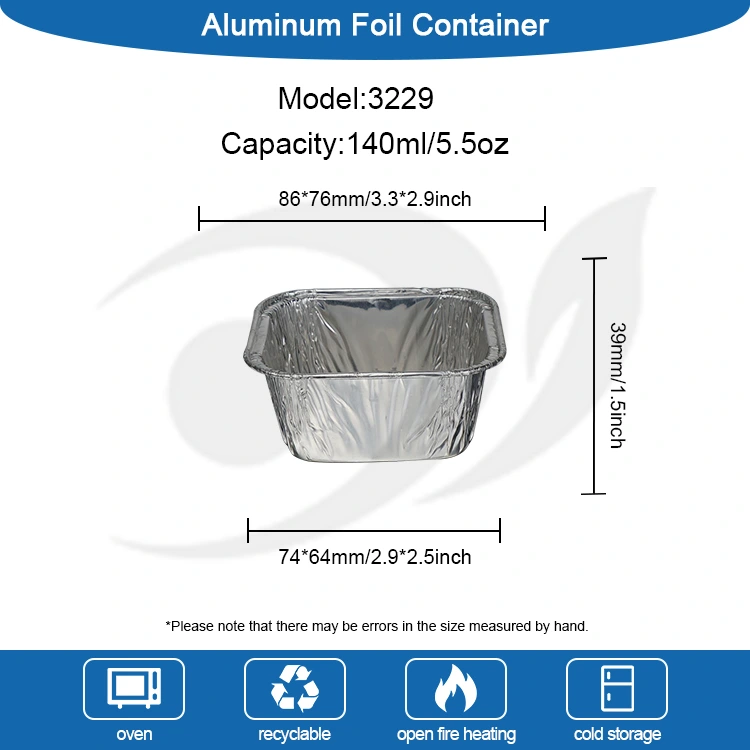 Disposable rectangular baking cake tray Silver Aluminum Foil Food Containers