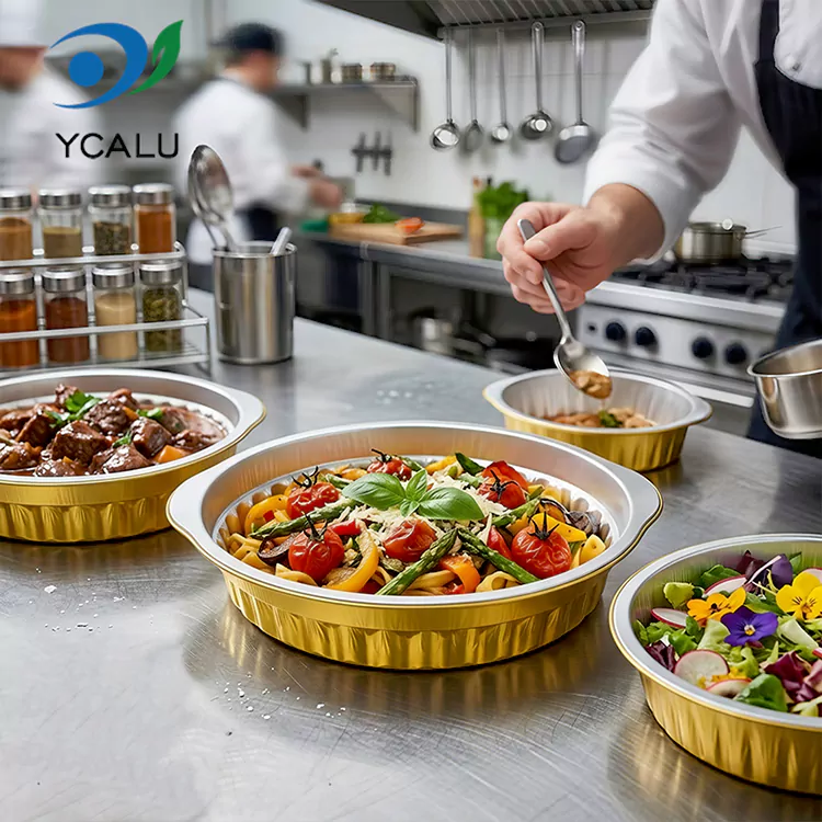 Disposable round catering takeaway Aluminum Foil Containers