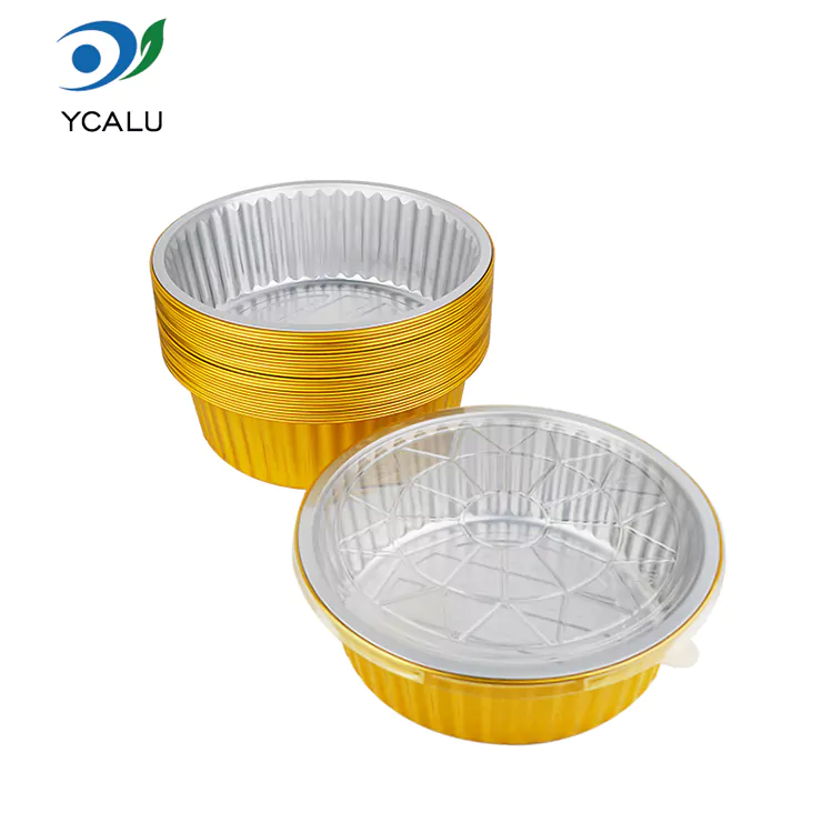 Disposable round large capacity gold Aluminum Foil Containers