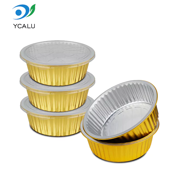 Disposable round large capacity gold Aluminum Foil Containers