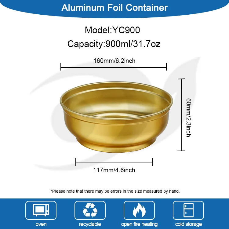 Disposable round large capacity gold bowl Aluminum Foil Containers