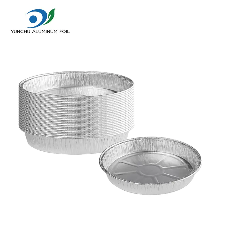 Disposable Round Silver Aluminum Foil Containers For Takeaway Food