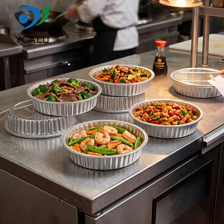 Disposable round silver packaged catering Aluminum Foil Containers