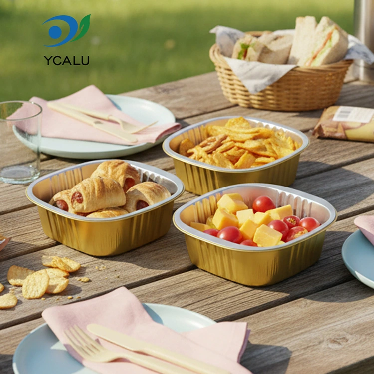 Disposable square gold Aluminum Foil Containers