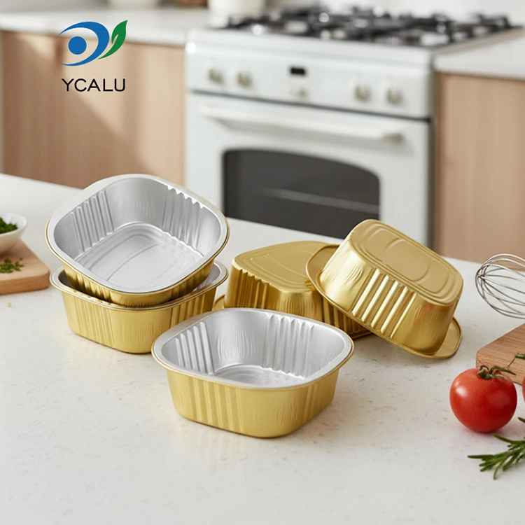 Disposable square gold Aluminum Foil Containers