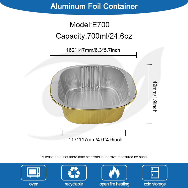 Disposable square gold Aluminum Foil Containers