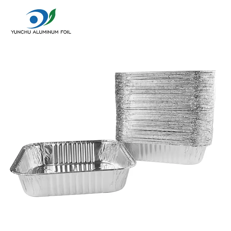 Disposable Square Silver Aluminum Food Containers For Delivery