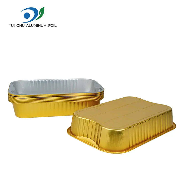 Disposable Takeaway baking trays Golden Aluminum Foil Containers