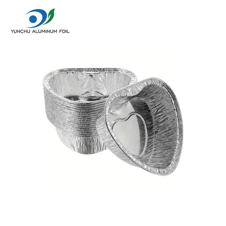 Heart-Shaped Cake Air Fryer Silver Aluminum Foil Containers