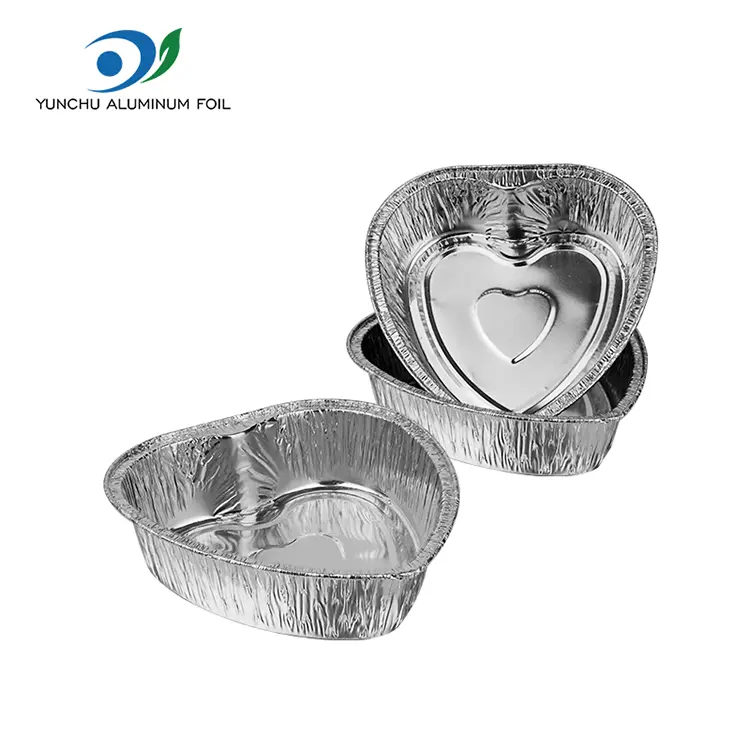 Heart-Shaped Takeaway Cake Silver Aluminum Foil Containers