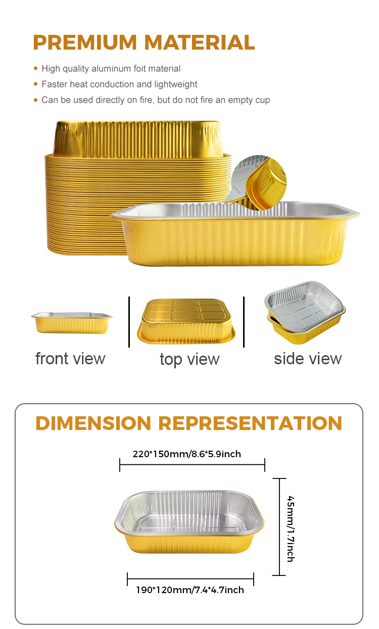 Disposable Rectangular Aluminum Foil Containers