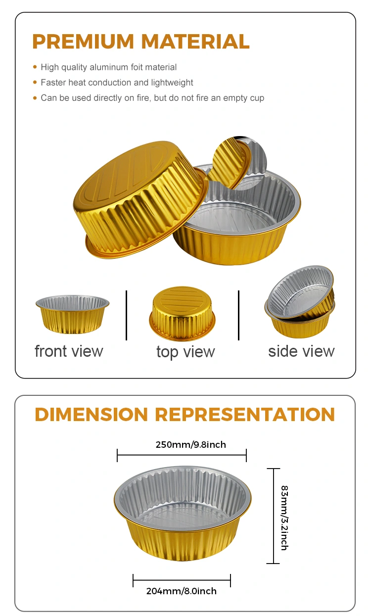 3000ml Disposable Round Aluminum Foil Containers