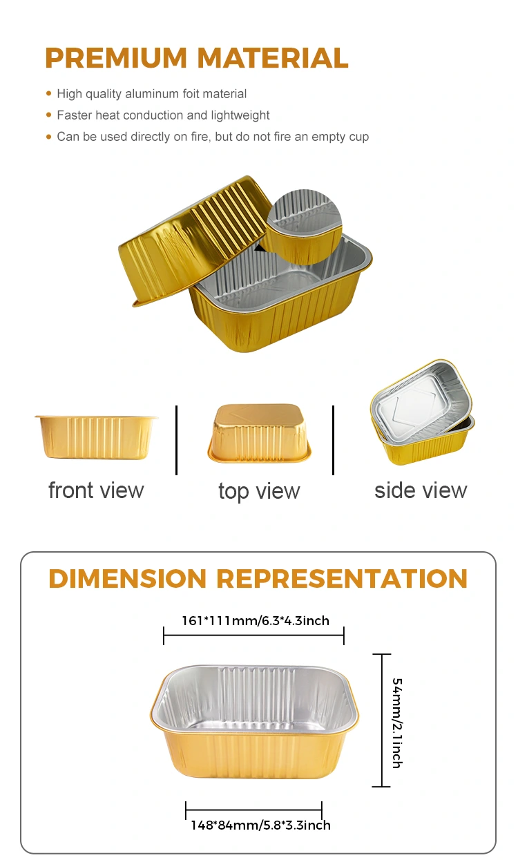 Disposable Baking catering Rectangular Aluminum Foil Containers