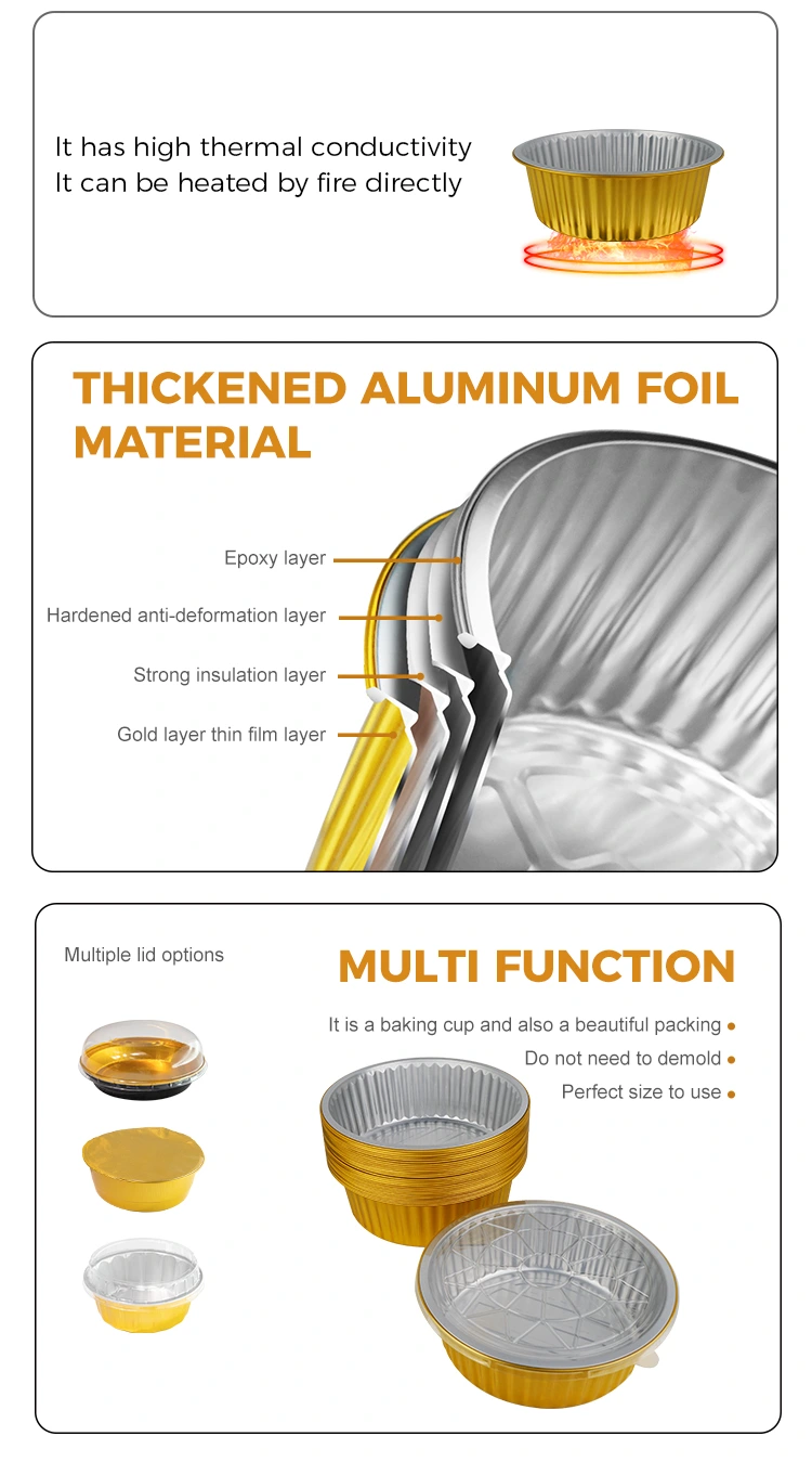 3000ml Disposable Round Aluminum Foil Containers