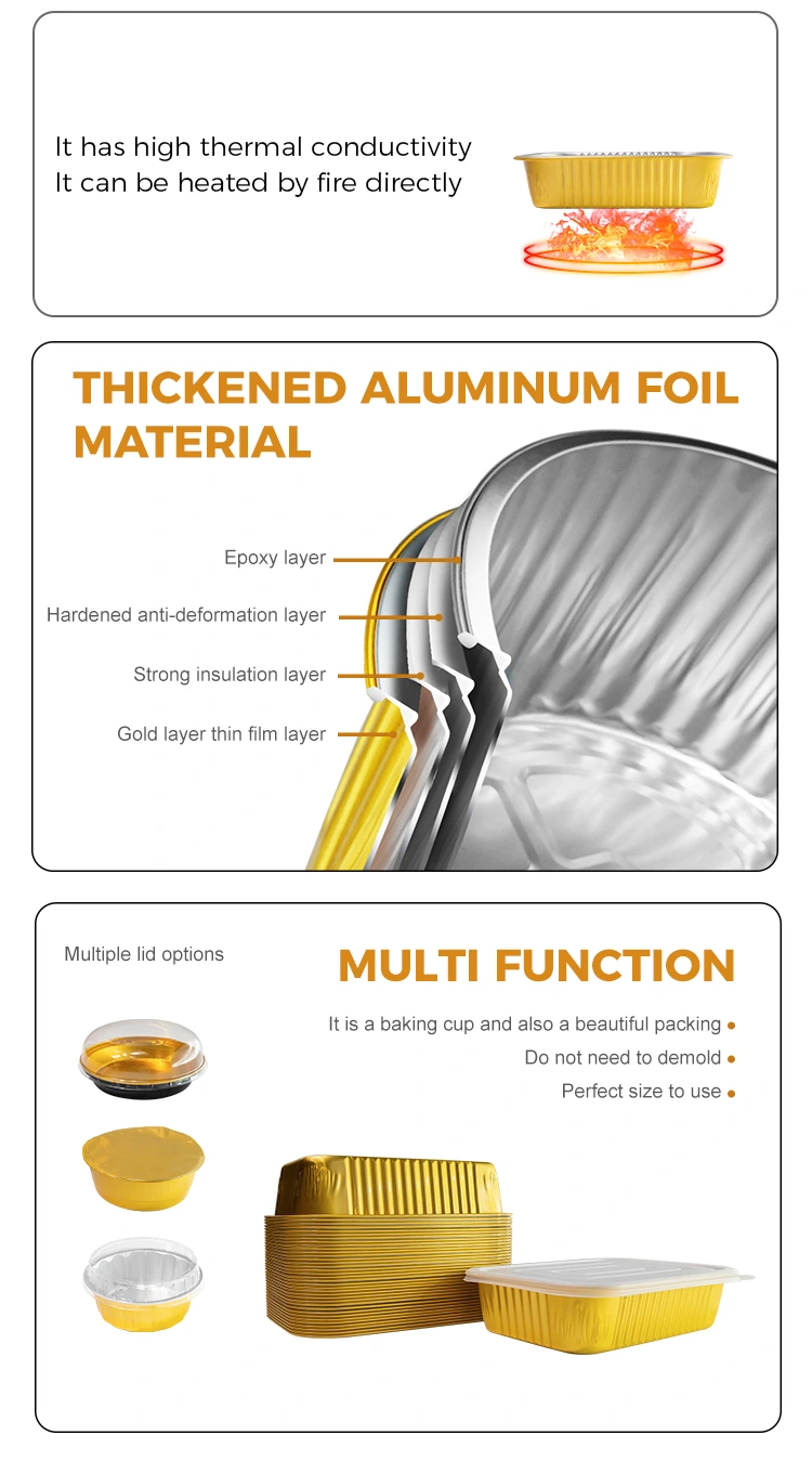 Disposable Golden Baking catering Rectangular Aluminum Foil Containers