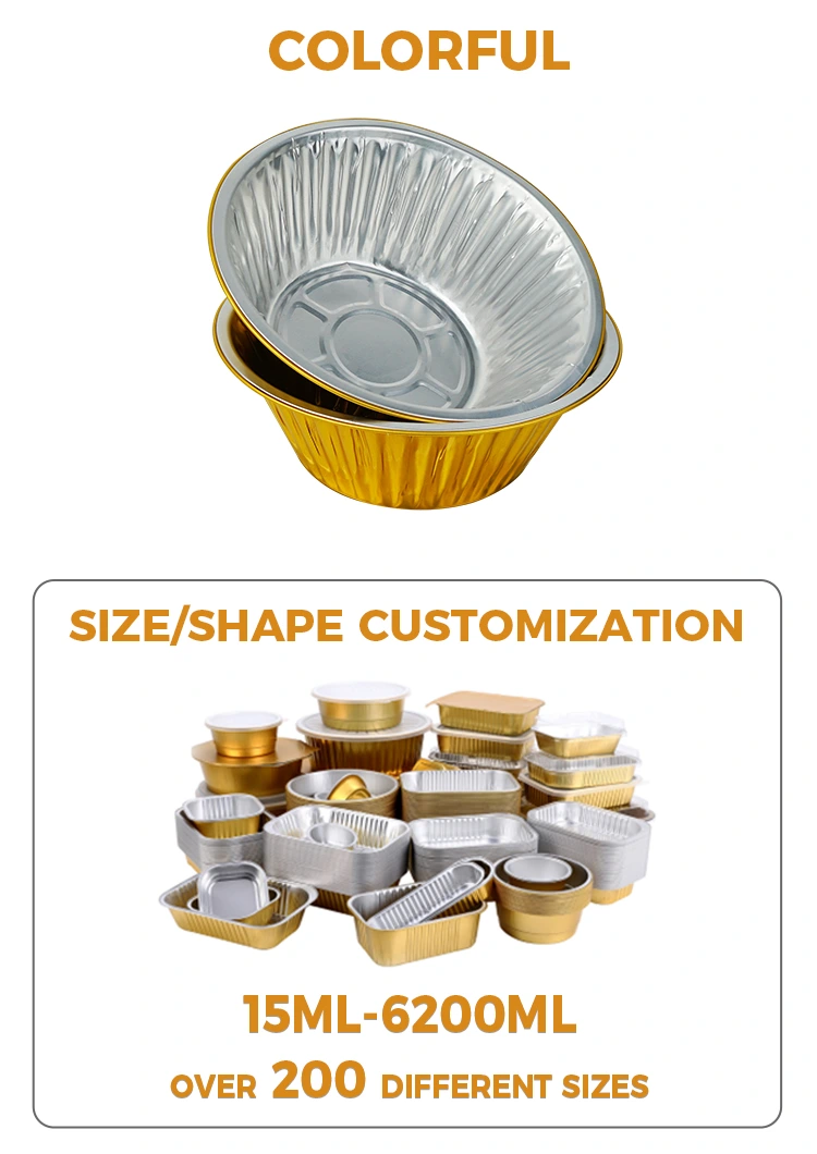 Disposable Takeaway Golden Round Aluminum Foil Containers