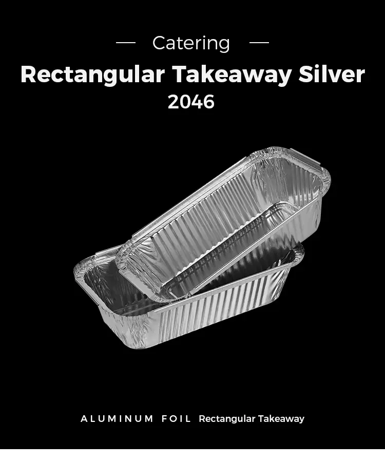 Rectangular Oven Baking Takeaway Silver Aluminum Foil Containers