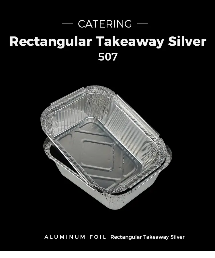 Rectangular Catering Takeaway Silver Aluminum Foil Containers