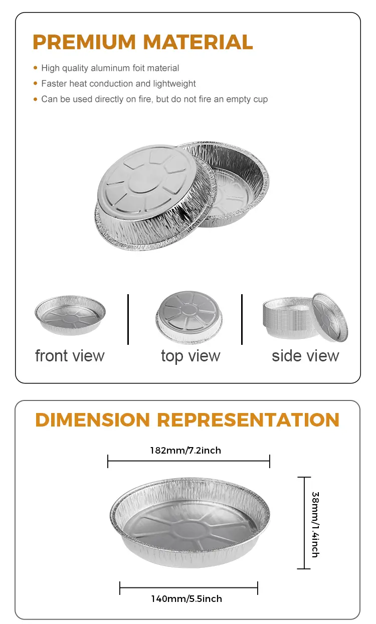 Round Takeaway Silver Aluminum Foil Containers